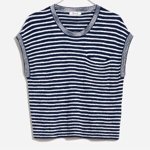 MADEWELL Knit Ribbed Pocket Sweater Tee in Stripe size XS